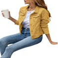 thumbnail image 2 of Women‘s Solid Color Denim Jacket  Casual Long Sleeve Button Down Chest Pocket Jean Jacket, 2 of 4