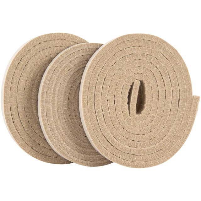 CHUANK 1/2” x 60” Bande de Feutre Auto-Adhésive Beige (Lot de 3)