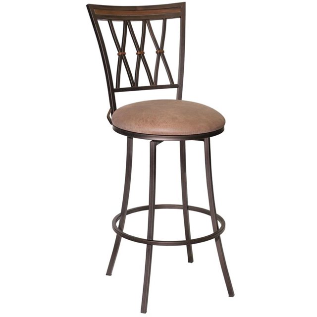 Sedona Tabouret de Bar Pivotant en Métal avec Siège en Microsuède Brun Camel