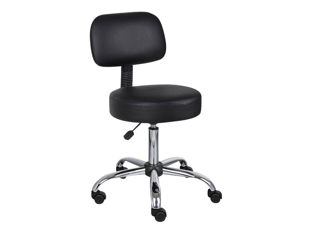 Boss Black Caressoft Medical Stool W/ Back Cushion
