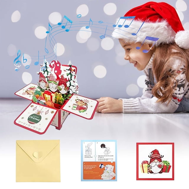 EGNMCR Christmas Decorations, Christmas Gifts Christmas Card Up Christmas Tree With Lights And Music Greeting Card Christmas Tree Up Christmas Card LED Light Christmas Card Greeting cards
