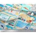 thumbnail image 3 of Soimoi Georgette Viscose Fabric Chair,Girl & Beach Surfboard Patchwork Decor Fabric Printed Yard 42 Inch Wide, 3 of 3