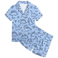 thumbnail image 4 of Pyjama en Satin pour Fille Imprimé Manches Courtes Boutonné Hauts Unis Ensemble T-Shirt Ensemble de Pyjama Mode pour Filles Pyjama pour Garçons Garçons Filles Mode, 4 of 5