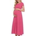 thumbnail image 3 of Sentmoon Robe de Maternité Respirante Coupe Ajustée Robes pour Femmes 2026 Été Couleur Unie Manches Courtes Encolure Carrée Robes Soleil pour Femmes Vacances pour Quotidien et Trajet S-TTTG, 3 of 8