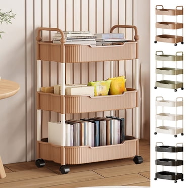 Sentmoon Chariot Organisateur à 3 Niveaux, Chariot de Rangement pour Cuisine, Chariots de Rangement à 3 Niveaux avec Accoudoirs, Étagère de Rangement, Chariots de Rangement pour Salle de Bain, Toilettes et Articles de Toilette, Convenant aux Cuisines, Salles de Bain et Salons