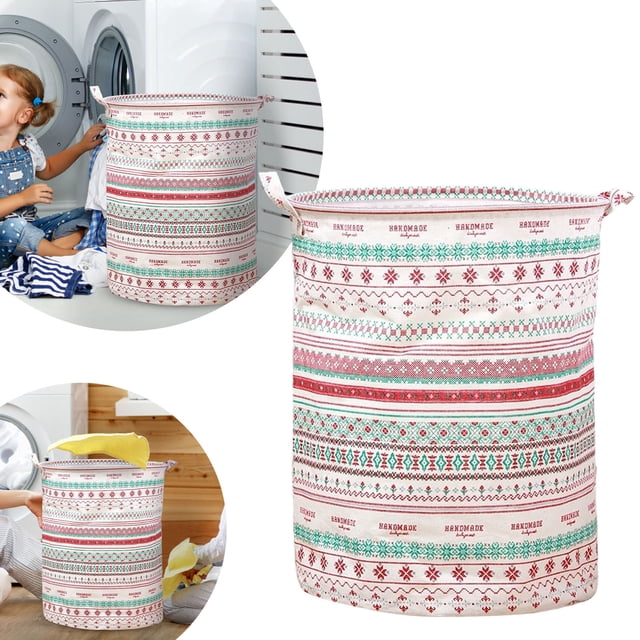 BKER Patterned Linen Laundry Hamper Without Lid Large Open Top Dirty Stylish And Breathable Fabric For Bedroom Or Bathroom Easy And Durable Design