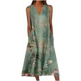 thumbnail image 1 of Ovzne Robes Grande Taille pour Femmes aux Formes Robe de Plage Robe d'Été Décontractée pour Femmes Robe Sans Manches à Encolure Dégradée Robe Longue à Encolure en V Robe pour Femmes Liquidation, 1 of 4