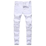Ketyyh-chn99 Mens Jeans Slim Fit 2024 Relaxed Fit Lounge Pants Classic Loose Fit Work Wear Trousers White,28