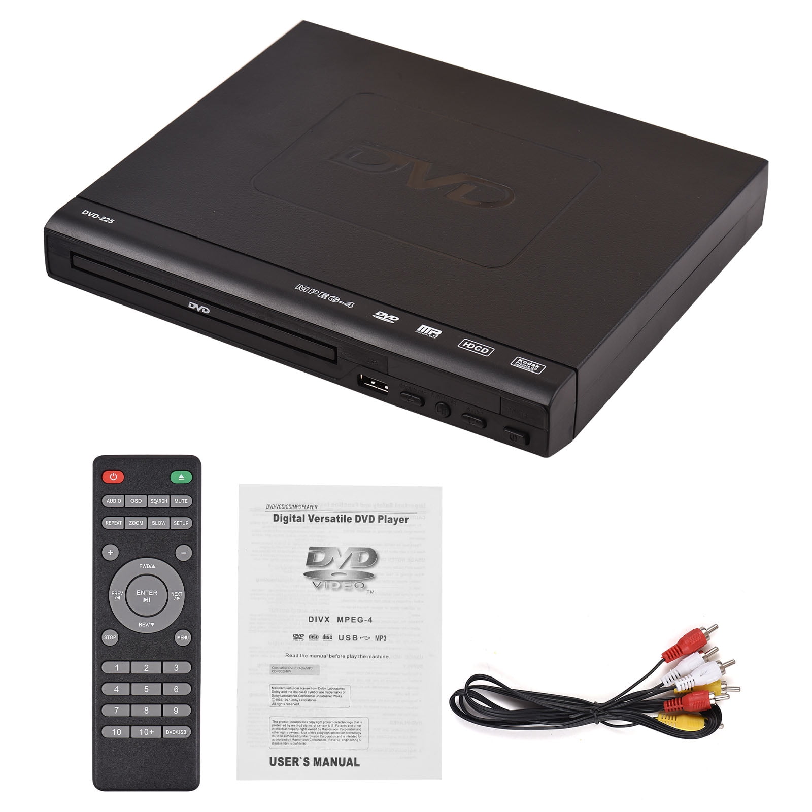 yeacher Compact DVD-225 Mini Player with AV Cable Output, 110-240V ...