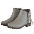 thumbnail image 4 of jovati Womens Comfortable Retro Tassel Side Zipper Low Heeled Round Toe Boots, 4 of 9