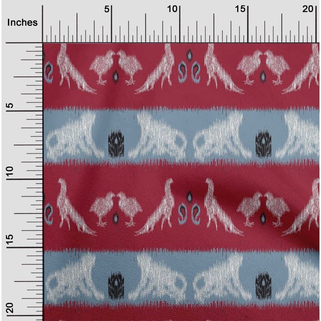 oneOone Polyester Lycra Fabric Stripe|Bird & Monkey Ikat Printed Craft Fabric BTY 56 Inch Wide
