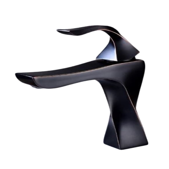 DROP Bath and Kitchen DR091003 Robinet pour lavabo de salle de bain de forme carrée en couleur noire de la série Twist