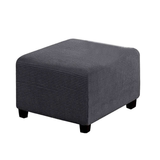 relayinert Stretch Ottoman Cover High Elastic Skin Friendly And Breathable Easy To Install Fine Workmanship dark grey S