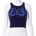thumbnail image 2 of Women Sleeveless Round Neck Butterfly Graphic Slim Fit Crop Tank Tops, 2 of 6