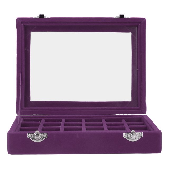 Small Velvet Jewelry Box Organizer 24, Exquisite Workmanship Removable Jewelry Organizer Box 24 Compartments With Locks For Household Purple