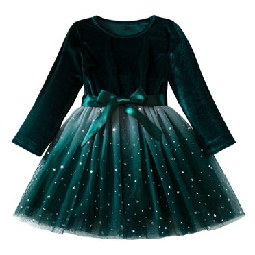 Jupe Princesse en Dentelle Plissée à Manches Longues Automne et Hiver pour Filles avec Nœud Brodé