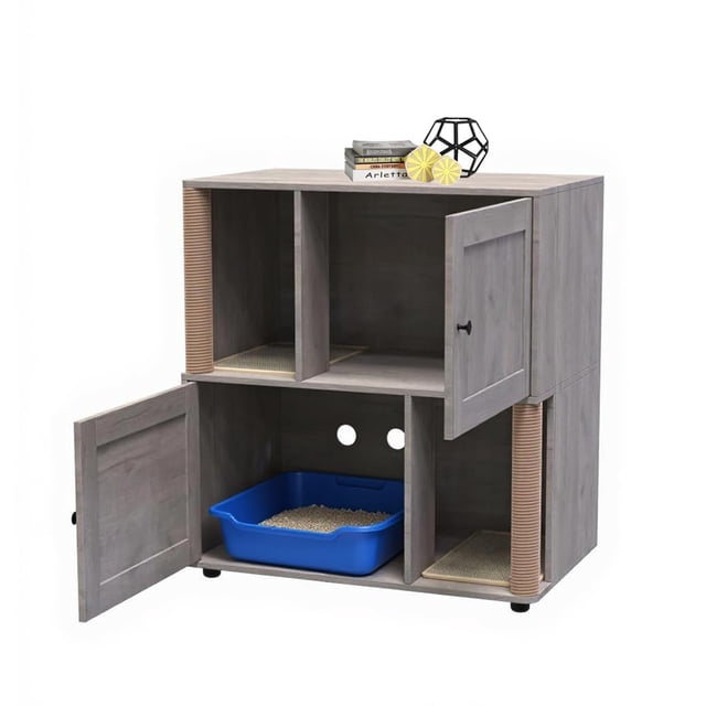 Cat Litter Box Furniture Walmart - Modern Double Enclosure Cabinet for ...