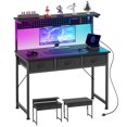 thumbnail image 4 of Small Desk with Pegboard &amp; Drawers  Gaming Desk with Adjustable LED Light  Home Office Desks for Small Bedroom  Adjustable Monitor Rise Stand and Charging Station  Fabric Drawers, 4 of 4