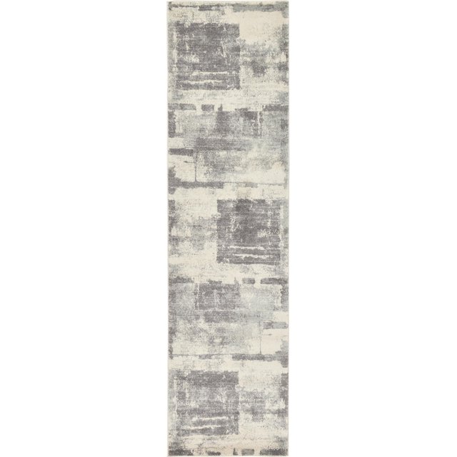 Unique Loom Tapis Classique de la Collection Tradition Tonal Casual Design, Runner 2' 7 x 10' 0, Gris/ivoire