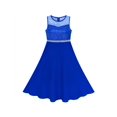 thumbnail image 1 of Robe Fille Bleue en Chiffon avec Strass Robe de Danse de Demoiselle d'Honneur 14 Ans, 1 of 6