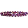 thumbnail image 1 of Purple Sea Sediment Jasper Handmade Gemstone 8mm Round Beads Elastic Bracelet 7" Unisex, 1 of 4
