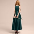 thumbnail image 4 of Robe Enfant Fille Robes Formelles Robe de Soirée Récital Performance Concours Élégante Sans Manches Robes Filles Vert Armée 13 Ans-14 Ans, 4 of 4