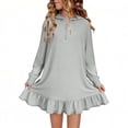 thumbnail image 2 of NTACZA Robe Mignonne pour Filles à Capuche à Manches Longues Robe Chandail Ourlet à Volants Coupe Droite Demi-Glissière Robe Mini pour Ado 5 Ans, 2 of 9