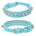 thumbnail image 1 of Spiked Studded Rivet Leather Dog Collar for Cats Puppy Small Medium Pets,Light Blue,XXS 25*2.5 CM, 1 of 7