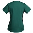 thumbnail image 3 of Bocqde Hauts de Sarrau d'Infirmière pour Femmes à Blocs de Couleur Uniforme de Travail Manches Courtes Col en V Blouse T-shirt de Tenue de Travail avec Poches Sarraus pour Femmes, 3 of 3