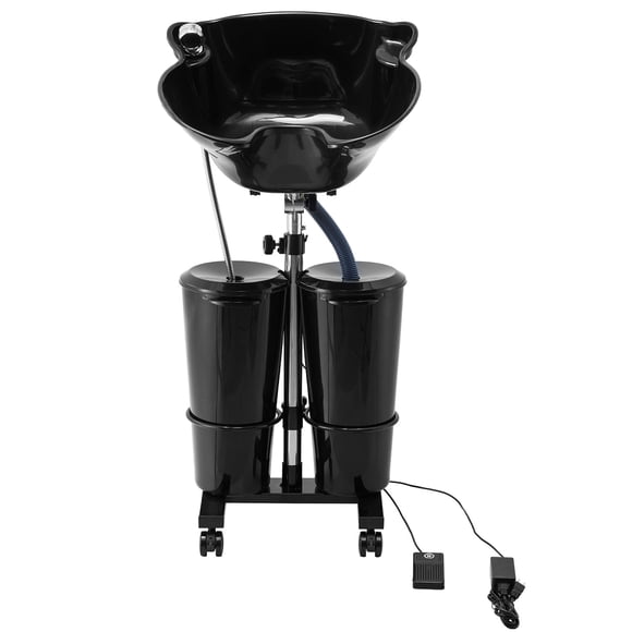 KFFKFF Portable Shampoo Bowl, Shampoo Sink for Washing Hair with Electric Pump, Includes 2 Buckets 2 Showerheads, Drain Hose, Height and Angle Adjustable Portable Wash Bowl