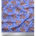 thumbnail image 1 of Soimoi Blue polyester Crepe Fabric Leaves,White Floral & Snake Reptile Print Sewing Fabric BTY 52 Inch Wide, 1 of 3
