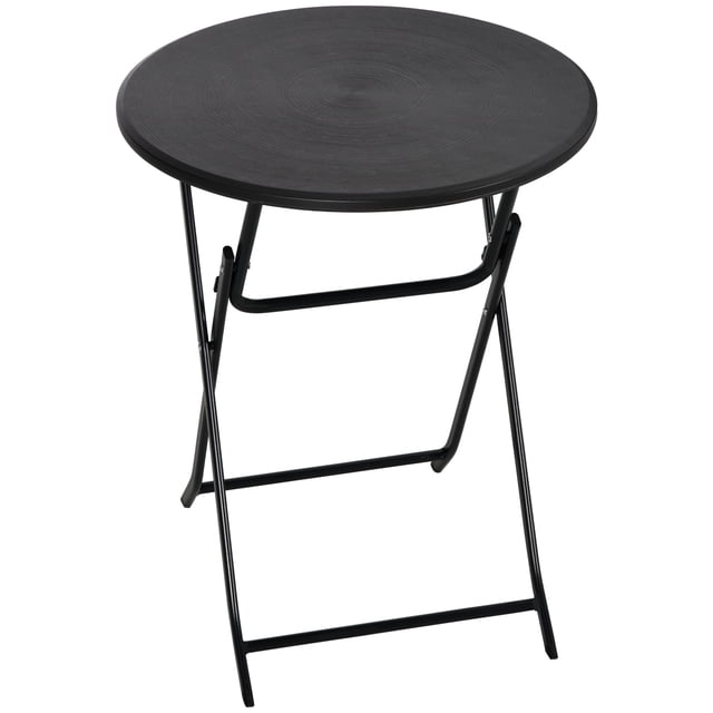Outsunny Table Basse Pliante d'Extérieur, Table de Patio Ronde de 23,6 Pouces, Gris Foncé