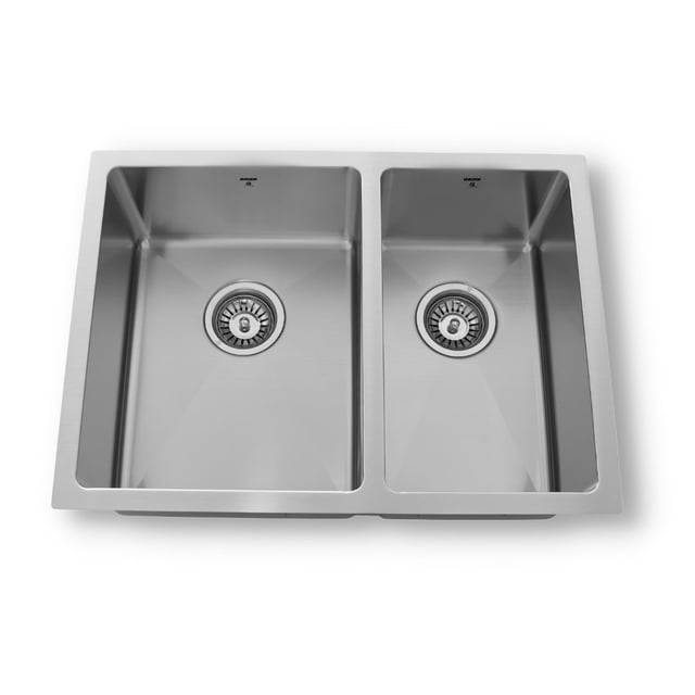 ONEX® Évier Carré en Acier Inoxydable à Double Bol Asymétrique Encastré 25"X18 Pouces-8"P OU2518-SQR-U