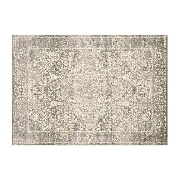 Mainstays Vintage Persian Distressed Area Rug, Beige with Light Brown, 4 ft x 6 ft, Machine Washable, for Bedroom, Living Room, Dining Room.