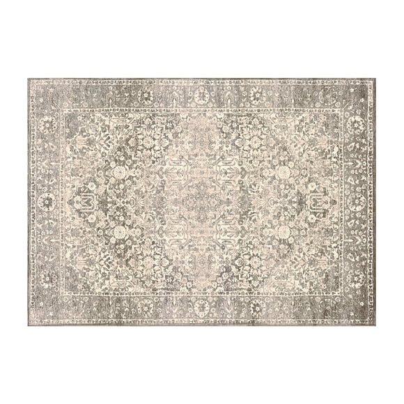 Mainstays Vintage Persian Distressed Area Rug, Beige with Light Brown, 4 ft x 6 ft, Machine Washable, for Bedroom, Living Room, Dining Room.