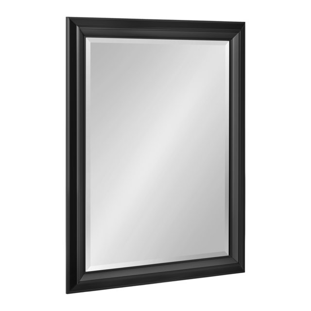 Kate and Laurel Whitley Traditional Framed Wall Mirror, 22 x 28, Black, Classic Rectangle Bathroom Mirror with Transitional Profile and Beveled Edge Design
