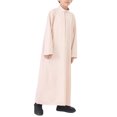 thumbnail image 4 of Boys' Lightweight Muslim Robe - Breathable Arab Middle Eastern Thobe with Pockets, Zip-Up Loungewear for Summer, 4 of 9