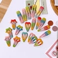 thumbnail image 4 of Kids Snap Hair Clip Rainbow Color Geometric Shape Hair Pin Hair Barrette, 4 of 10