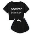 thumbnail image 1 of Hiiyo Big Girls Outfits Tracksuit Letter Print Short Sleeve T Shirt Shorts Set, 1 of 3