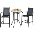 thumbnail image 2 of Costway Ensemble de 3 Pcs pour Terrasse Extérieure, Table de Bar et Tabouret, Hauteur, Dessus en Verre Trempé, 2 of 10
