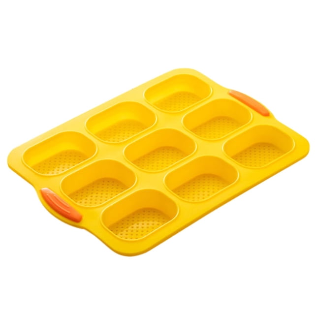 Oleegame 1PC Tin Foil Roll 9 Grids Multi Color Kitchen Silicone Oval Cake French Bread Baking Pan Non Stick Kitchen Utility Yellow