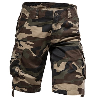 Weiqiqre Shorts pour Hommes Extensibles Camouflage Camo Shorts sous le Genou pour Hommes Shorts Cargo Longs avec Ceinture et Poche