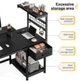 thumbnail image 4 of Exenoray Computer Desk with Drawer, LED Light & Power Outlet, 48" Home Office Desk with Side Storage Shelf, Reversible Work Desk, Black Wood & Metal Study Desk for Bedroom & Gaming, 4 of 8