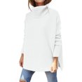 thumbnail image 3 of KIHOUT Spring Winter Womens Tops Fashion Casual Solid Color Split Fork Knitted Sweater Long Sleeve Turtleneck Tops, 3 of 7