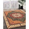 thumbnail image 2 of Ahgly Company Indoor Round Abstract Dark Sienna Brown Abstract Area Rugs, 3' Round, 2 of 6