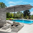 thumbnail image 4 of Costway 15Ft Patio Double-Sided Solar LED Market Umbrella Crank 36 Lights Base Grey, 4 of 10