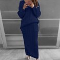 thumbnail image 1 of PVCS Womens Solid Color Round Neck Long Sleeve Cable Knitted Warm Two-Piece Skirt Sweater Suit Set, 1 of 6