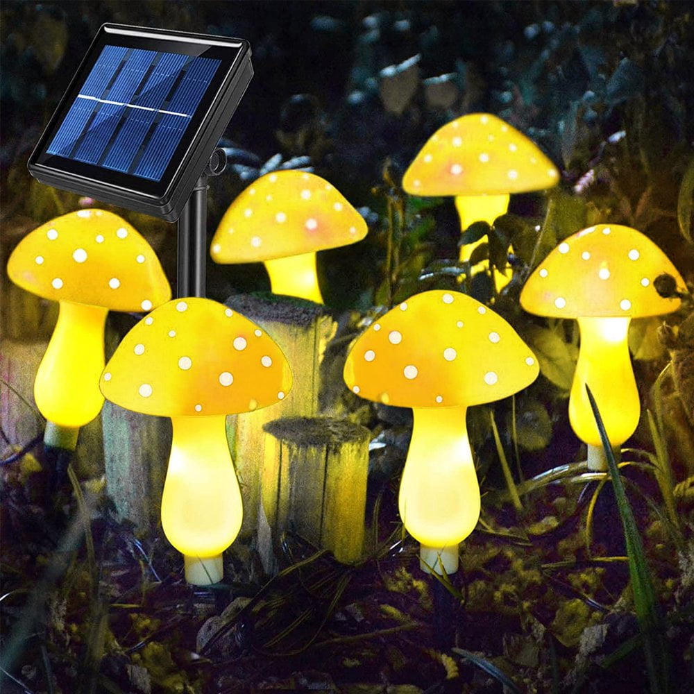 Solar Mushroom Garden Lights – 6 LED Waterproof Ornaments, Pathway Decor For Lawn, Patio, Backyard, Wedding