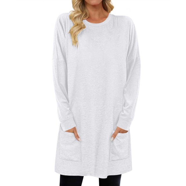 Chandail en Molleton Surdimensionné pour Femmes Col Rond Manches Longues Pull Décontracté Confortable Tenues de Mode Automne Vêtements 2024