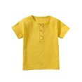 thumbnail image 1 of Penkiiy Haut à Manches Courtes pour Enfants Garçons Filles Mode Confortable Couleur Unie Col Rond 4 Ans Jaune, 1 of 3